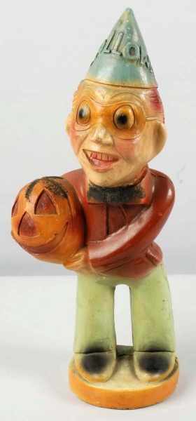 Appraisal: Carnival Chalk Boy Holding Jack-O-Lantern Piece Description Unusual Original glitter