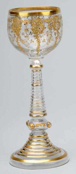 Appraisal: Moser Wine Goblet with Gilding Description Hollow stem Condition Mint