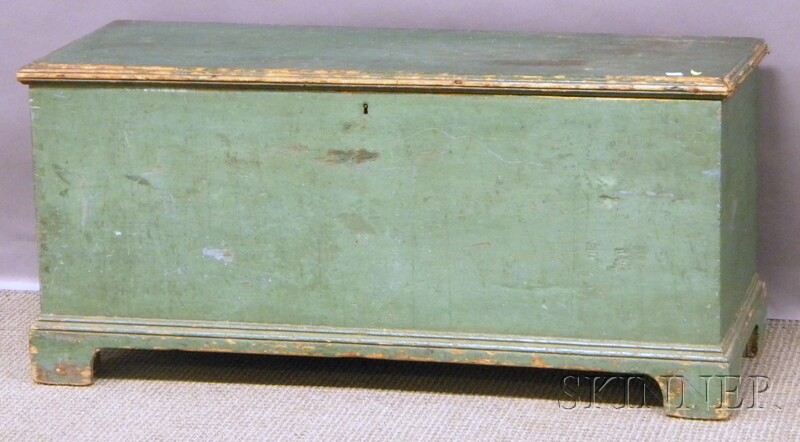 Appraisal: Green-painted Pine Dovetail-constructed Blanket Box ht lg in Provenance Estate