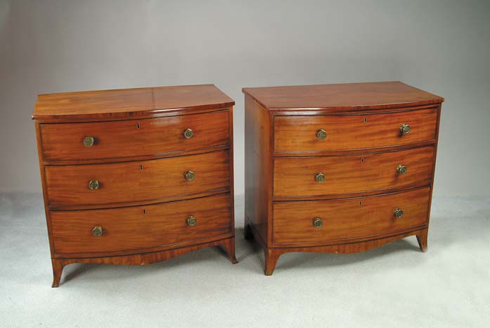 Appraisal: GEORGE III MAHOGANY SMALL BOWFRONT CHEST Last quarter of the