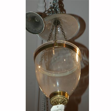 Appraisal: Georgian Style Brass and Glass Bell Lantern Estimate -