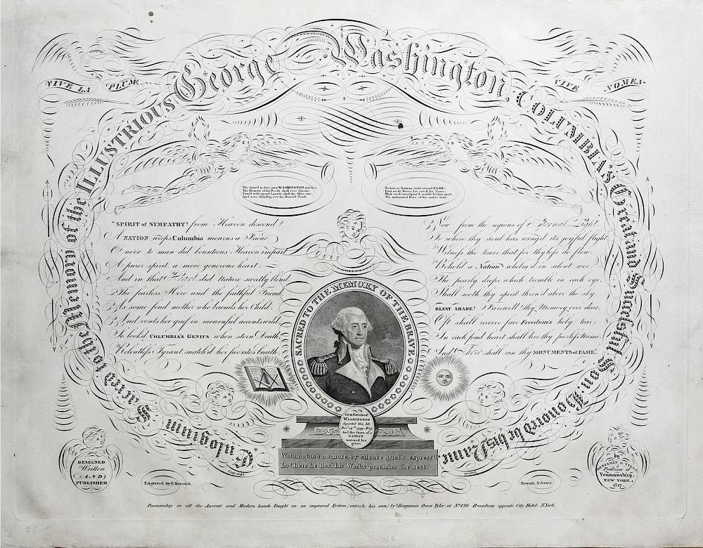 Appraisal: This beautiful and fascinating print expressing Washingtons reputation and patriotic