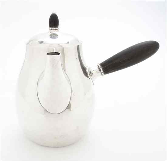 Appraisal: A Danish Silver Coffee Pot Georg Jensen post of ovoid