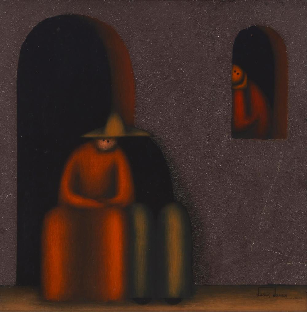 Appraisal: Jesus Mariano Leuus b Mexican Figures seated in a doorway