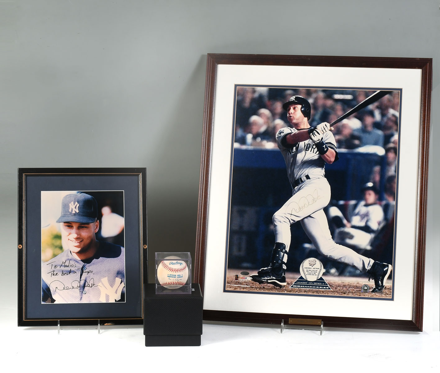 Appraisal: PC DEREK JETER SIGNED PHOTOS BALL Comprising - Signed ball