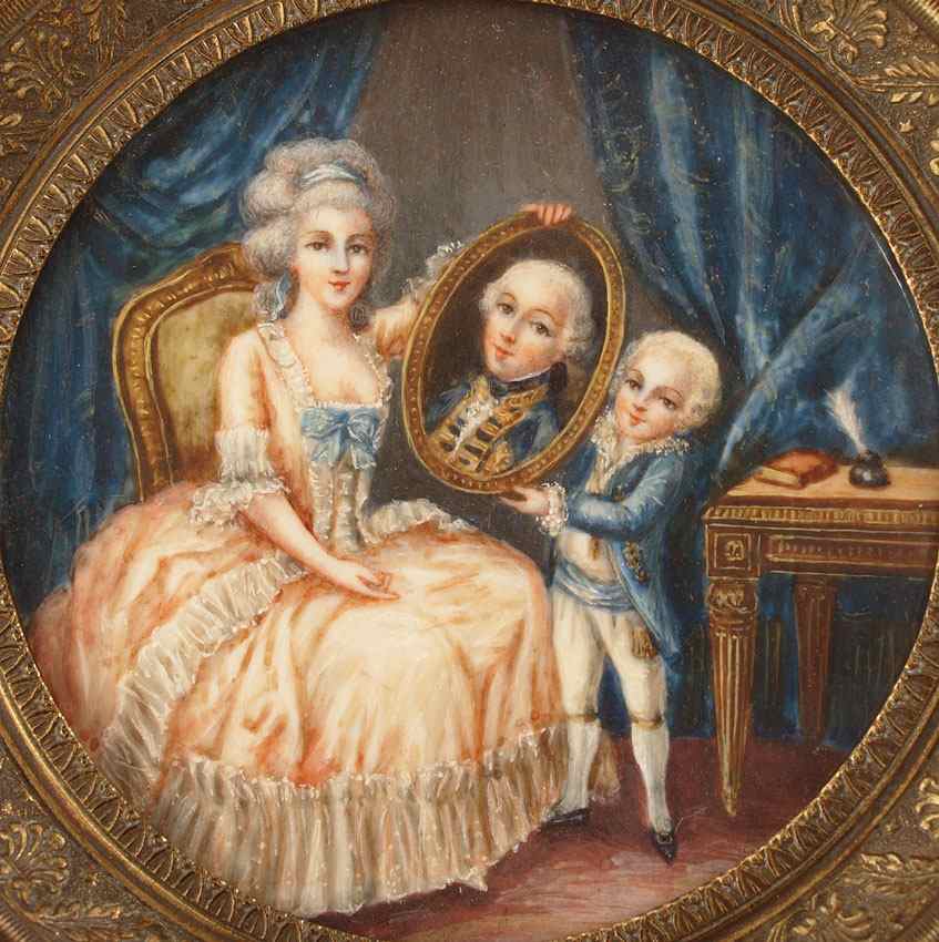 Appraisal: MINIATURE PAINTING ON IVORY OF MARIE ANTOINETTE AND LOUIS XVI