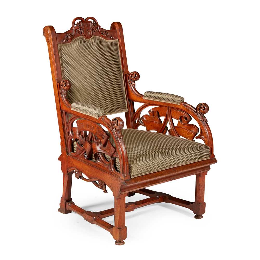 Appraisal: ATTRIBUTED TO EDWIN OPPLER - OAK ARMCHAIR CIRCA with later