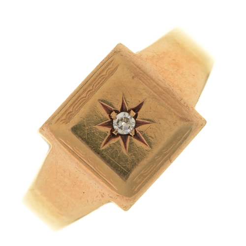 Appraisal: A diamond gipsy set signet ring in ct gold Birmingham