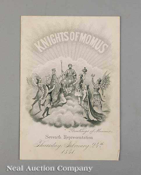 Appraisal: Mardi Gras Knights of Momus memorabilia including a Thursday February