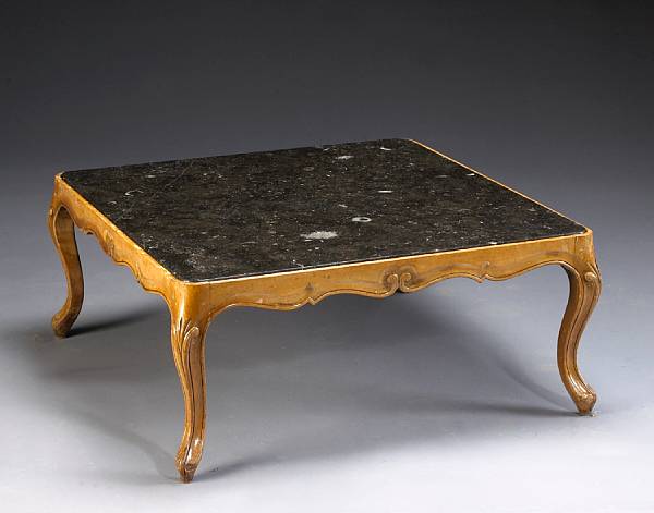 Appraisal: A Louis XV style walnut and marble low table height