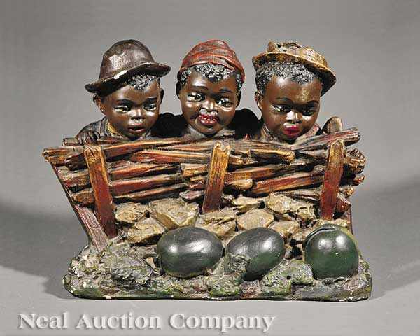 Appraisal: A Polychrome Plaster Figural Group of Three African-American Boys at