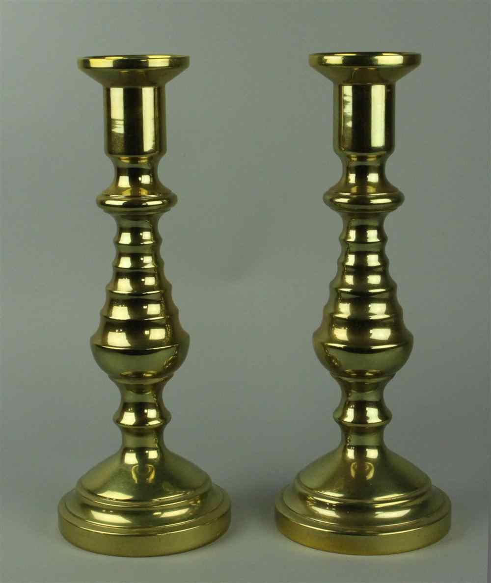 Appraisal: PAIR OF BRASS CANDLESTICKS h in