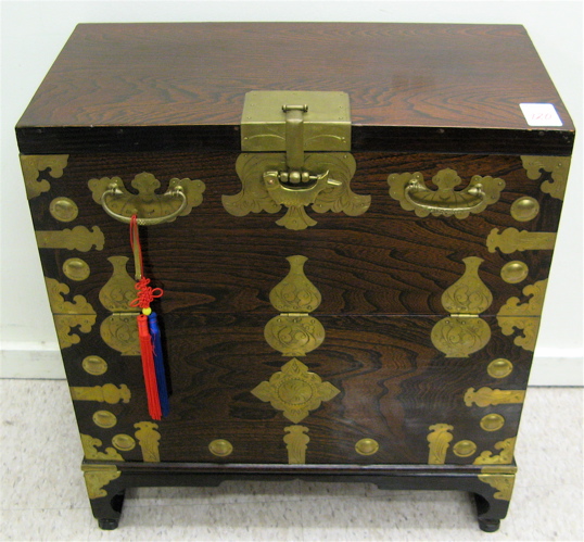 Appraisal: TWO JICHIMU BEDSIDE CABINETS Korean th century of Jichimu chicken-wing