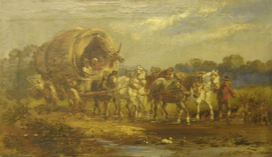 Appraisal: H Melville oil on canvas travellers on horse and cart