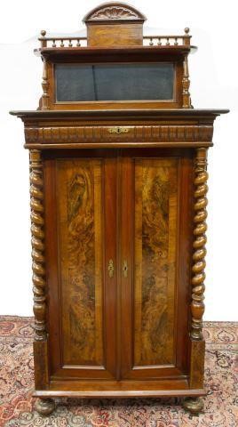 Appraisal: Continental mixed wood cabinet late th c superstructure with carved