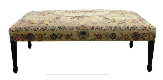 Appraisal: Mid- th C upholstered bench ottoman upholstered in chain stitch