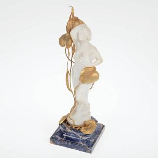 Appraisal: Georges Tonnellier Art Nouveau nude white hardstone lapis and gilt