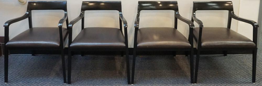 Appraisal: Set of Four Mid-Century Modern Ebonized Wood and Dark Brown