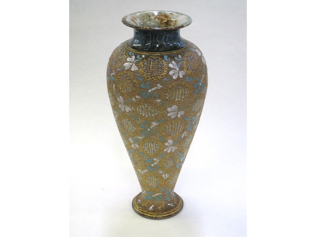 Appraisal: Royal Doulton slaters patent stoneware vase with turquoise and gilt