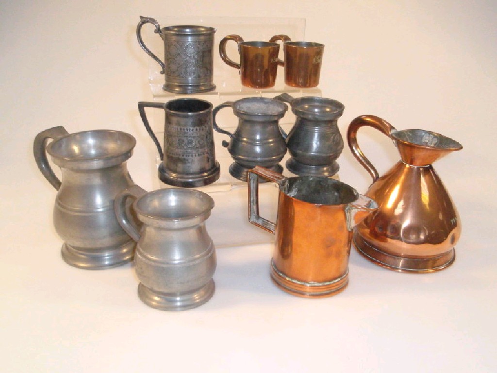 Appraisal: A copper one pint measure a copper jug two copper