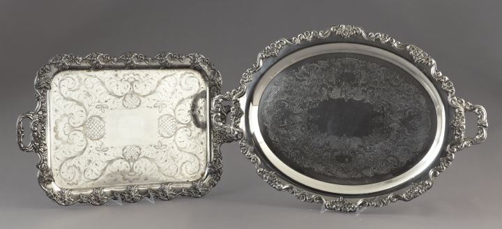 Appraisal: Two Silverplate Waiters one a large American oval two-handled footed