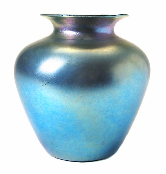 Appraisal: A Durand iridescent blue glass vase early th century model