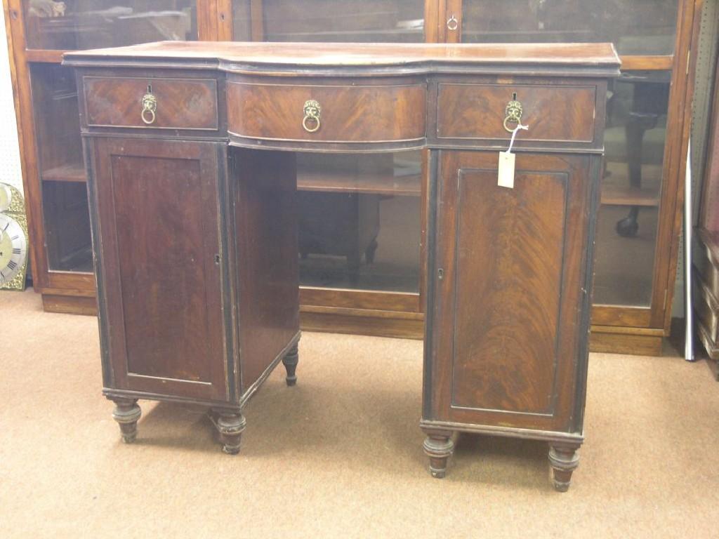 Appraisal: A William IV mahogany sideboard rectangular-top with bowed central drawer