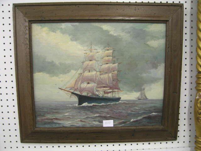 Appraisal: A Weiss Oil on Canvas of a Sailing Ship x