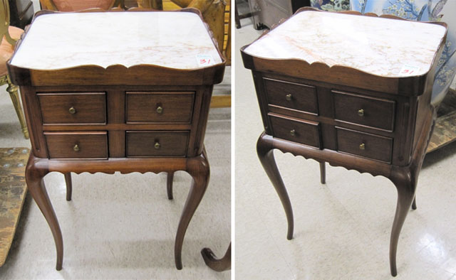 Appraisal: PAIR OF PROVINCIAL STYLE MAHOGANY BEDSIDE STANDS American early th