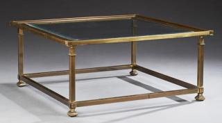 Appraisal: Brass and Glass Mid Century Modern Coffee Table Brass and