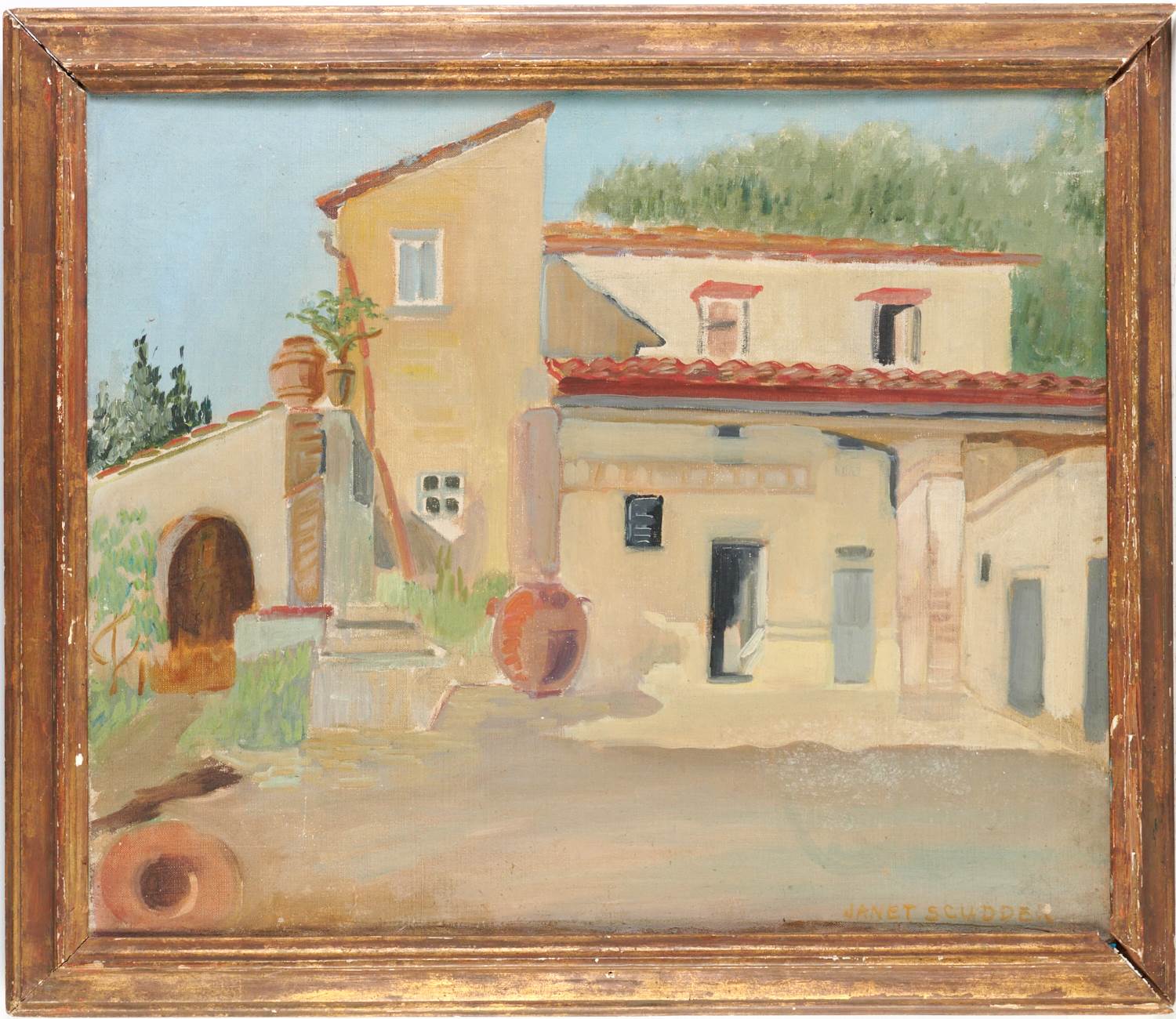 Appraisal: JANET SCUDDER PAINTING Janet Scudder American - Mediterranean Dwelling oil