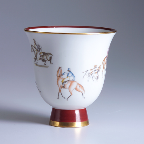 Appraisal: GIO PONTI RICHARD GINORI Flaring and footed transfer-decorated cup with