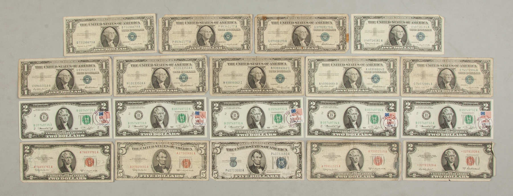 Appraisal: Group of Paper Currency Nine bills A B E Eight