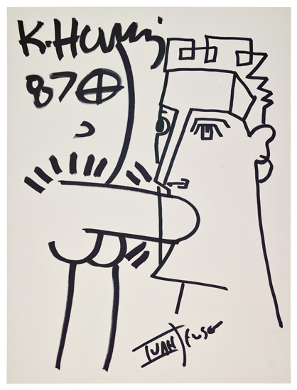 Appraisal: KEITH HARING Blow Job Felt-tip and black ink on cream