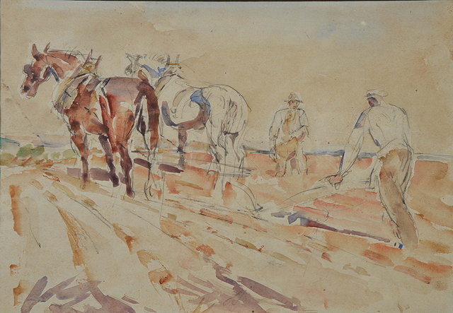 Appraisal: Thomas Barclay Hennell British - Sowing and ploughingpencil and watercolour