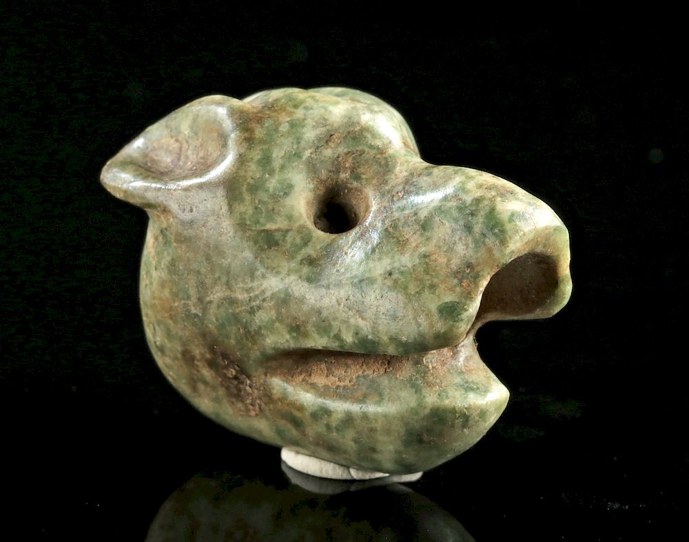 Appraisal: Fine Guerrero Greenstone Bead - Canine Head Pre-Columbian Mexico Guerrero