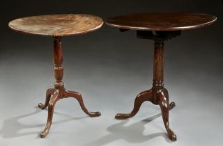 Appraisal: Two English Georgian Style Pedestal Tables th c Two English