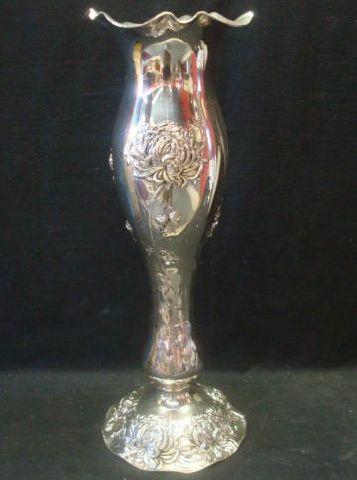 Appraisal: Large Sterling Art Nouveau Trumpet Vase Monogrammed and dated Mark