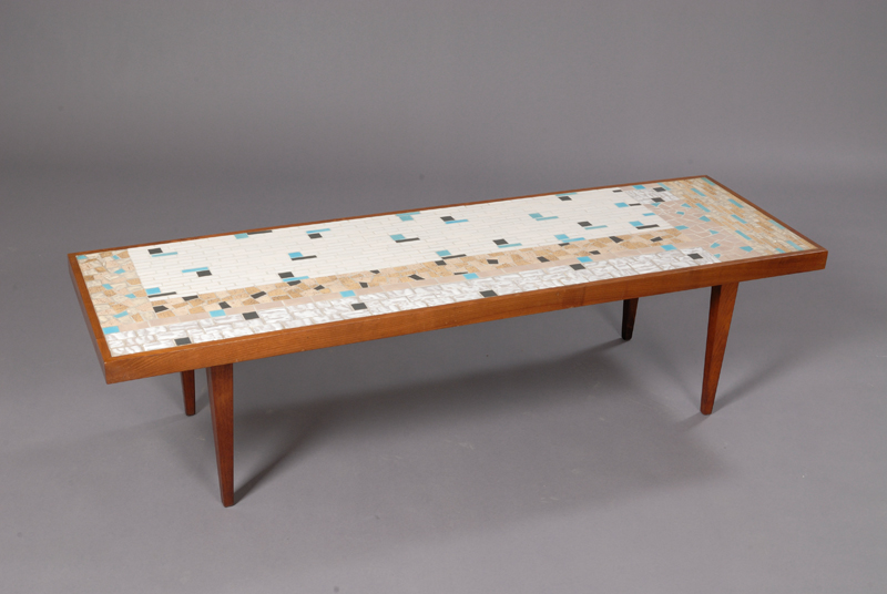 Appraisal: Hohenberg Tile-top Coffee Table Tile and hardwood Mid- th century