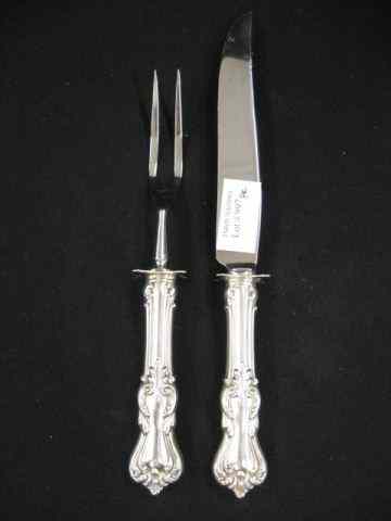 Appraisal: Sterling Silver Carving Set knife is '' excellent no monogram