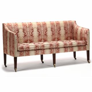 Appraisal: English Hepplewhite Upholstered Sofa circa mahogany straight crest rail and