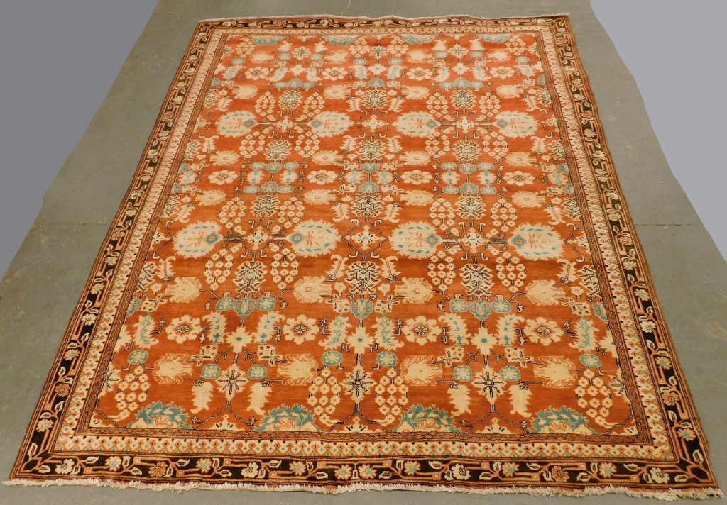 Appraisal: PERSIAN MAHAL FLORAL RUST CARPET RUG Middle East Early th