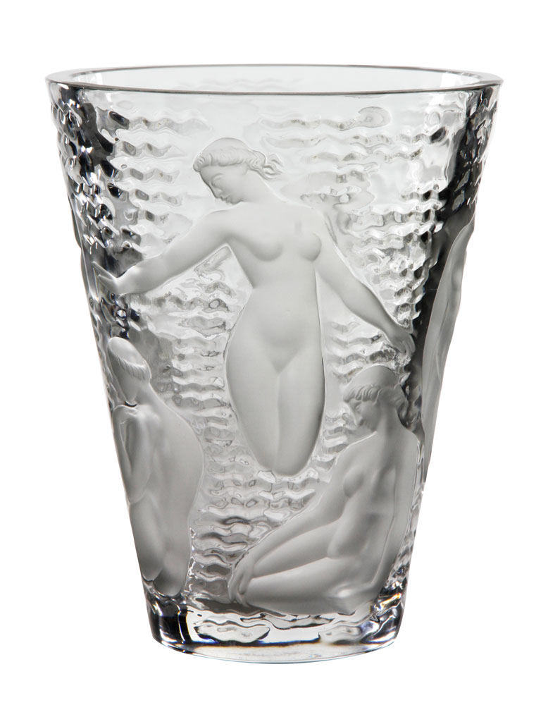 Appraisal: - Lalique Crystal Vase Lalique vase with nudes crystal signed