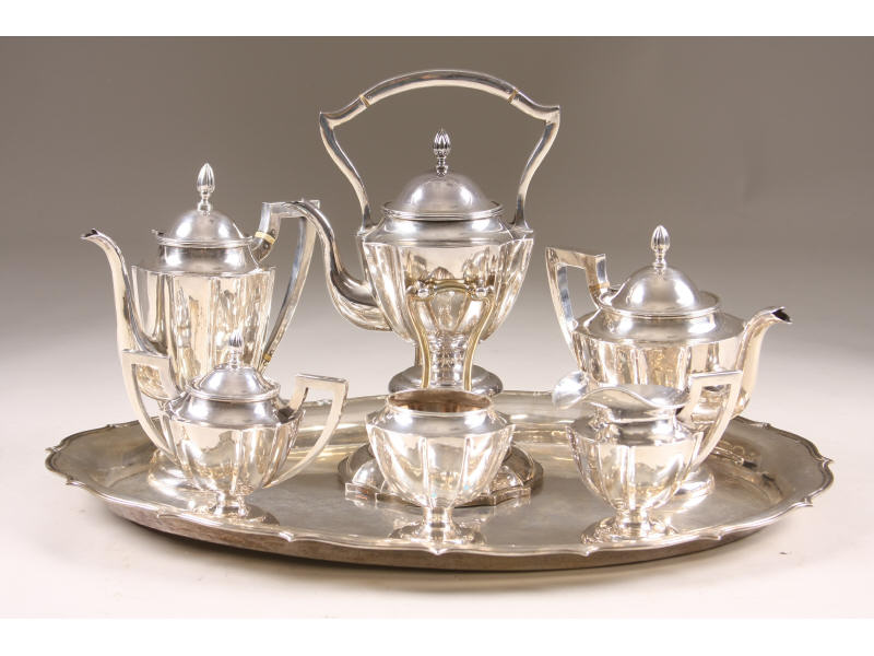 Appraisal: Chinese Silver Tea Coffee Service early th c seven piece