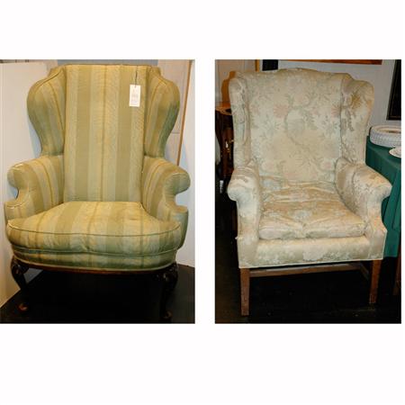 Appraisal: Two Georgian Style Mahogany Wing Chairs Estimate -