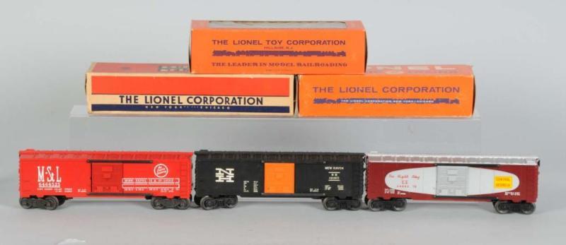 Appraisal: Lot of Lionel No Box Cars in OB Description Post-war