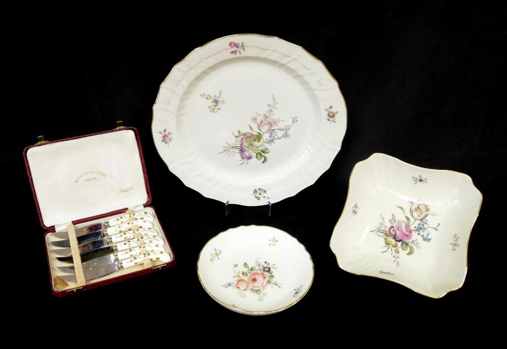 Appraisal: Three Royal Copenhagen Dishes Frijsenborg pattern floral motif with gold