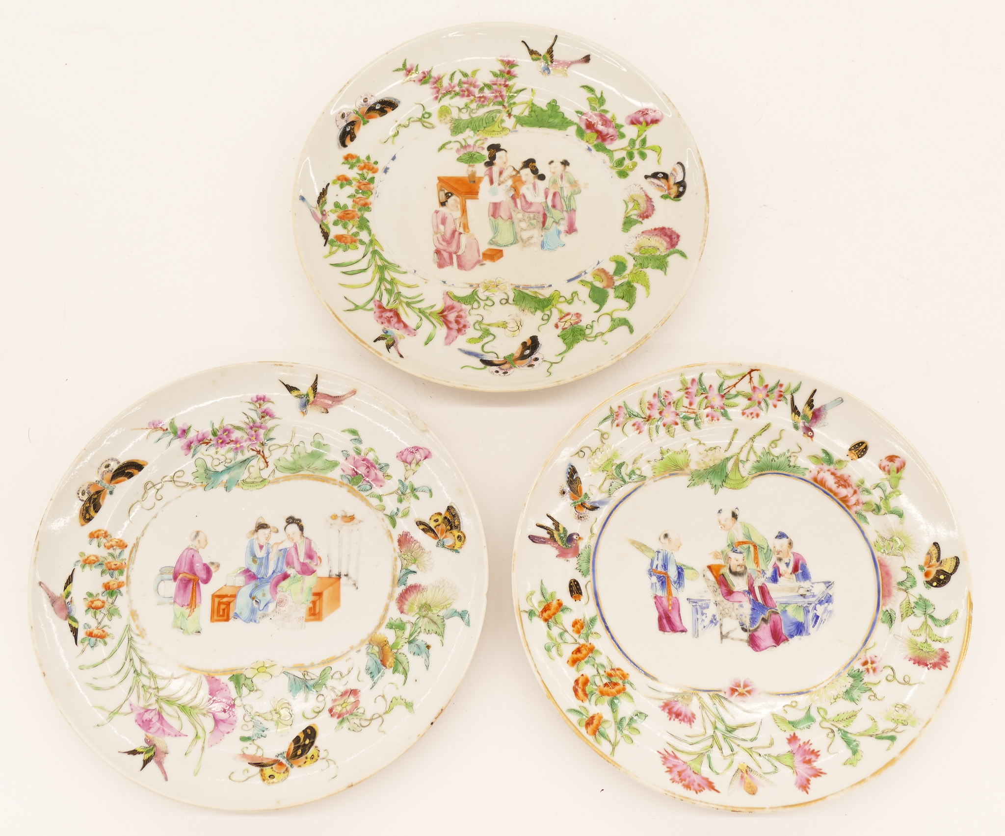 Appraisal: pc Chinese Qing Porcelain Plates '' An unusual trio of