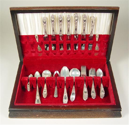 Appraisal: Sterling Flatware Service S Kirk Son Rose pattern No Monogram