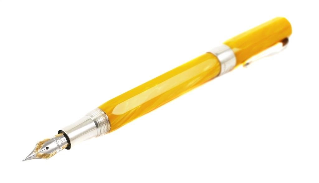 Appraisal: Montegrappa yellow Symphony fountain pen Yellow marble celluloid with sterling